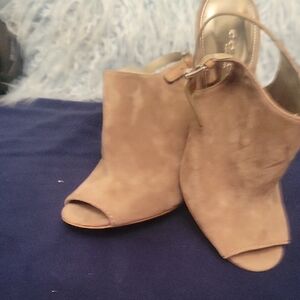Coach Tan Peep-Toe Mules